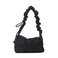 Borsa a tracolla trapuntata nera stile nuvola con manico arricciato per donna - Nero