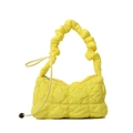Borsa a nuvola trapuntata giallo brillante con manico arricciato e trama imbottita - Giallo