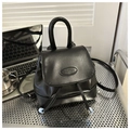 Petit sac à dos noir chic en cuir PU avec cordon de serrage et poignée pour femmes - Noir sans Pendentif