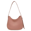 Bolso de hombro hobo minimalista en cuero rosa empolvado mate con diseño elegante de mujer - Rosa