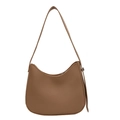 Bolso bandolera marrón vintage minimalista con cremallera y acabado mate - Caqui