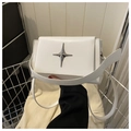 Borsa a tracolla minimalista in pelle bianca con fibbia in metallo a stella a quattro punte - Bianco