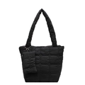 Borsa tote nera trapuntata con portamonete coordinato e superficie in nylon imbottito - Nero