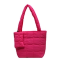 Borsa tote trapuntata rosa acceso da donna con mini astuccio con cerniera coordinato - rosa acceso