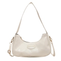 Moderna borsa a spalla color crema con dettagli dorati e tracolla rimovibile - Bianco Sporco