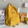 Cute yellow corduroy backpack with 3D duck design and duck feet for students - Yellow