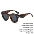 Gafas de sol redondas retro con montura gruesa de leopardo y cristales gris oscuro - Montura Carey