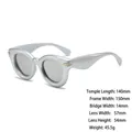 Gafas de sol redondas retro plateadas para hombre y mujer con medidas detalladas marco - Montura Blanca Plateada Lente Espejada Plateada