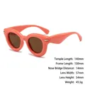 Retro round coral orange thick frame sunglasses with dark brown lenses for men and women - Peach Pink Frame Light Tea Lens