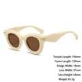 Retro cream white round sunglasses with brown lenses and golden metal accents - Beige Frame Light Tea Lens