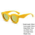 Retro round yellow frame sunglasses with tea lenses and vintage rivet details - Yellow Frame Mirrored Yellow