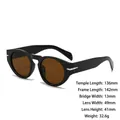Retro round black thick frame sunglasses with brown lenses and detailed dimensions - Z3765 Glossy Black Tea Lens