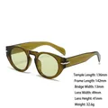 Retro round sunglasses with olive green frames, yellow lenses and silver arrow detail - Z3765 Olive Green