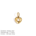 14K gold plated stainless steel hollow heart pendant charm with polished finish, 11x10mm - Round Heart Engraved Pendant / Gold (JP41640)
