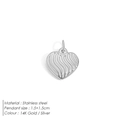Silver 3D heart pendant in stainless steel with wavy texture, size 1.5x1.5cm - Silver (AP36309)