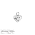 Polished silver heart pendant in stainless steel measuring 1.4x1.3cm with top ring - Silver (BP43492)