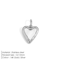 Textured 14K gold plated heart pendant in stainless steel measuring 16x13mm - Silver (JP43344)