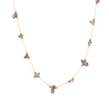 Set collana a catena dorata con pietre di cristallo viola e piccole perline dorate - Collana Oro / Collana di Pietra Viola Irregolare (H6064)