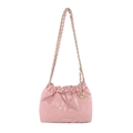 Rosafarbene gesteppte Umhängetasche mit goldener Kette und glänzender PU-Oberfläche - Rosa