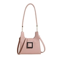 Pink rectangular crossbody bag for women with modern black square buckle and chain strap - Pink