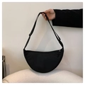 Bolso bandolera de media luna negro minimalista con correa ajustable de nailon - Negro
