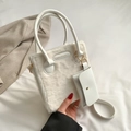 Bolso tote de piel sintética blanca con monedero a juego y correa ajustable para mujer - Blanco