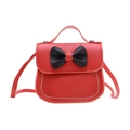 Mini bolso bandolera rojo para niñas con lazo negro y acabado en suave cuero PU - Rojo