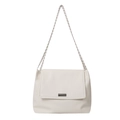 Borsa a tracolla bianco crema minimalista con catena argento e fibbia in metallo rettangolare - Bianco