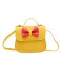 Lindo bolso bandolera amarillo para niña con un lazo rojo y asa de mano superior - Amarillo