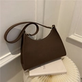 Vintage dunkelbraune Baguette-Tasche mit Krokodilprägung und Schultergurt in Minimal-Stil - Einheitsgröße / Dunkelbraun