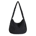 Gesteppte Cloud-Tragetasche in Schwarz mit Blumennaht und weichem Puffer-Schultergurt - Schwarz