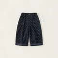 Dunkelblaue Mädchen Freizeithose mit Herzmuster und elastischem Bund Detail - Schwarz / 90