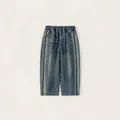 Jungen Relaxed Fit Hellblaue Jeans mit elastischem Bund und Seitenstreifen - Denim-Blau / 110