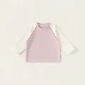 Kids long sleeve raglan t-shirt in pink and cream white soft cotton fabric - 80 / Pink