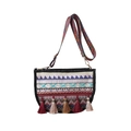 Ethnic style crossbody bag with geometric embroidery, colorful tassels and jacquard strap - Colorful Multi-Pattern (Style 6)
