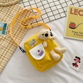 Graziosa borsa a tracolla in tela gialla con orsetto di peluche e illustrazione di cupcake - Giallo