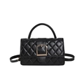 Classic black quilted underarm bag with gold U-buckle and adjustable shoulder strap - Black