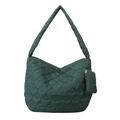 Borsa tote verde scuro con trapuntatura a cuore, tracolla e custodia rimovibile - Verde
