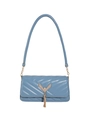 Bolso de hombro cuadrado acolchado azul cielo con cadena dorada y elegante borla lateral - Azul
