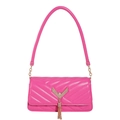 Magenta quilted crossbody bag with stylish V-stitch pattern and elegant tassel charm - Rose Red
