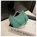 Chic green shearling shoulder bag with silver chain strap in an elegant gift box - Green