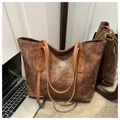 Große Vintage braune Totebag aus Kunstleder für Damen, ideal für Pendeln und Arbeit - Braun