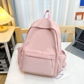 Zaino scolastico rosa minimalista con grande capacità e tasche laterali con coulisse - Taglia unica / Rosa