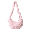 Bolso de hombro rosa con textura de burbujas y pliegues popcorn de diseño minimal - Rosa