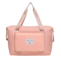Pink large capacity travel bag with waterproof fabric and expandable bottom zipper - Light Pink