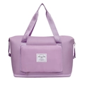 Large lavender travel bag with adjustable bottom expansion layer and front logo patch - Light Purple