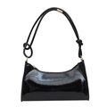 Chic black patent leather underarm bag with elegant knot detail and golden hardware - Black