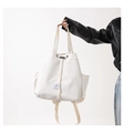 Minimalist off-white drawstring nylon tote bag and backpack with adjustable straps - Off White