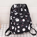 Sac à dos noir à cordon avec imprimé lapin cartoon et design décontracté - Lapin Noir