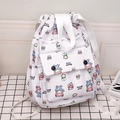 Sac à dos blanc à cordon avec imprimé dessin animé et texte Good Life pour l'école - Fille Blanc